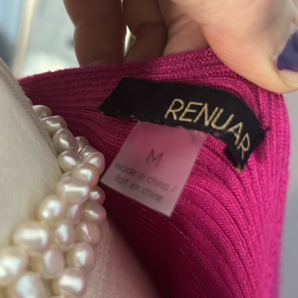 Renuar Dolman Sleeve Sweater Knit Dress hot pink with pockets!! - Picture 5 of 7